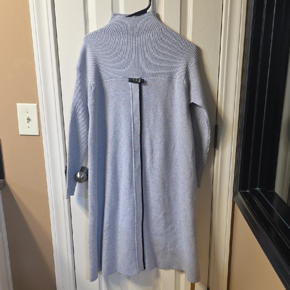 Elegant Light Gray Turtleneck Sweater Dress